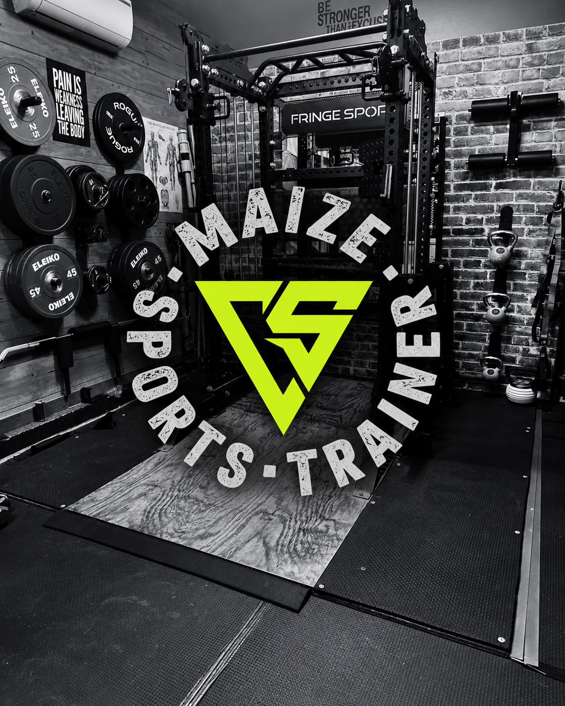The private Maize Sports Trainer studio with strength equipment and Maize branding